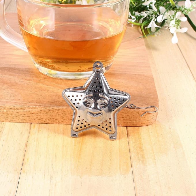 Schattige Roestvrijstalen Losse Thee Infuser Blad Zeef Filter Diffuser Kruiden Specerijen Ster Ketting gray