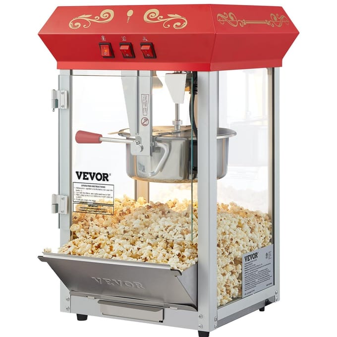 Machine à Popcorn Machine à Popcorn de Comptoir 850W 8 oz 48 Tasses Rouge