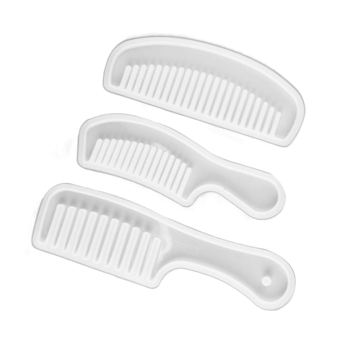 3 pièces Moules en Silicone Peigne Translucide Dents Larges Moules Ensemble pour Coiffure Bricolage white