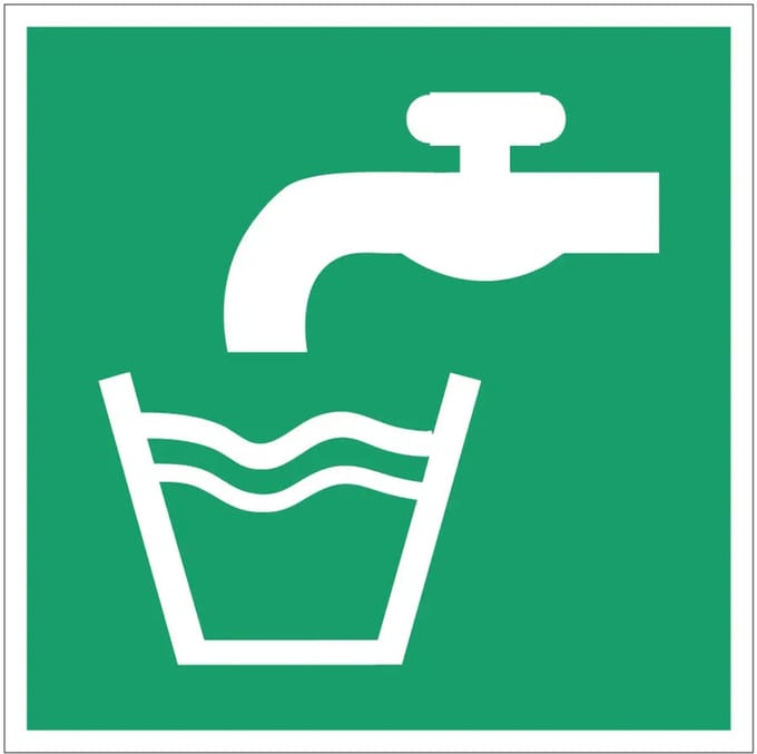 Drinkwater bord – E015 | gecoat dibond materiaal | 20 x 20 cm