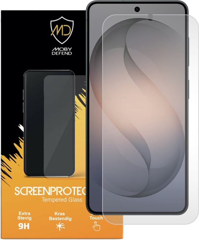 MobyDefend Screenprotector - Geschikt voor Samsung Galaxy S26 - Case-Friendly Screensaver - Gehard Glas