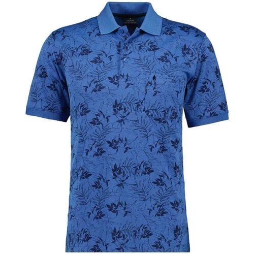 Ragman Polo Soft Knit Leaves Pattern Chest Pocket Aqua / male
