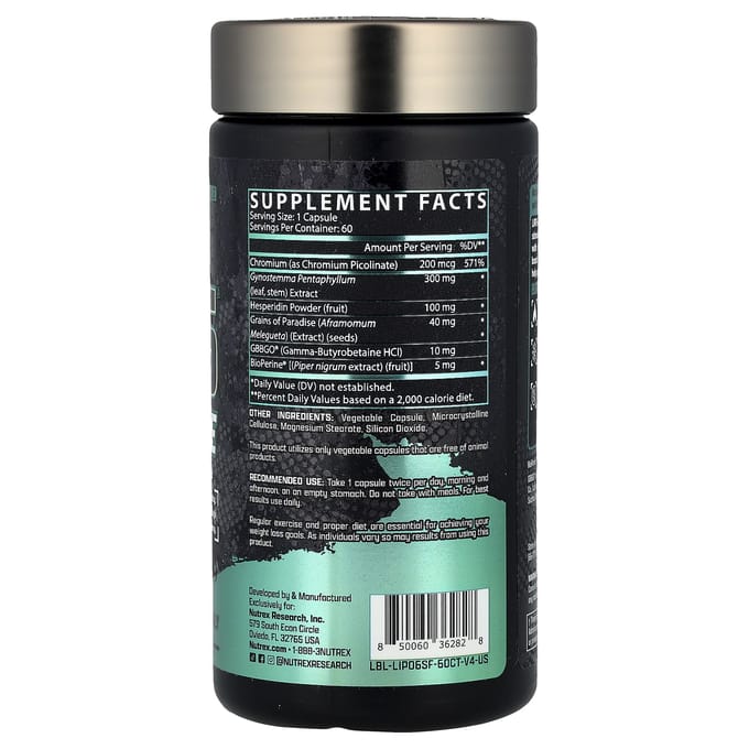 Nutrex Research, Lipo6®, Stimulant-vrij, 60 Capsules