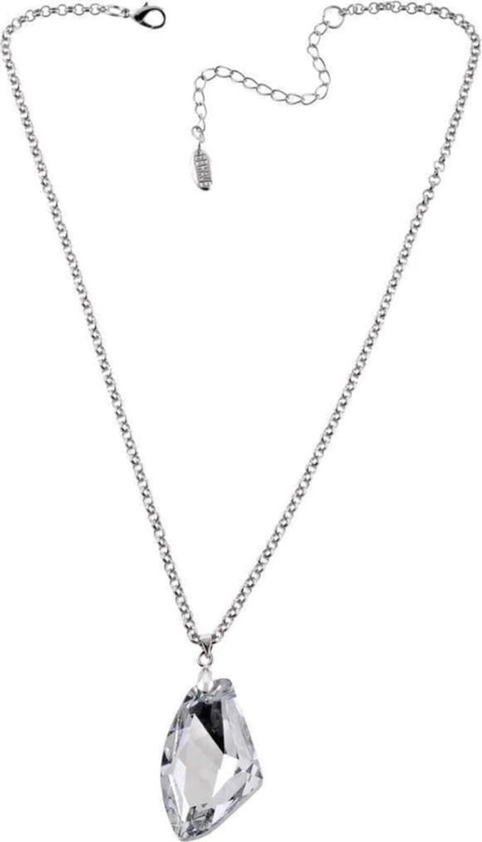 Behave - Korte Stijlvolle Ketting - Transparante Hanger van Geslepen Glas - 42 cm