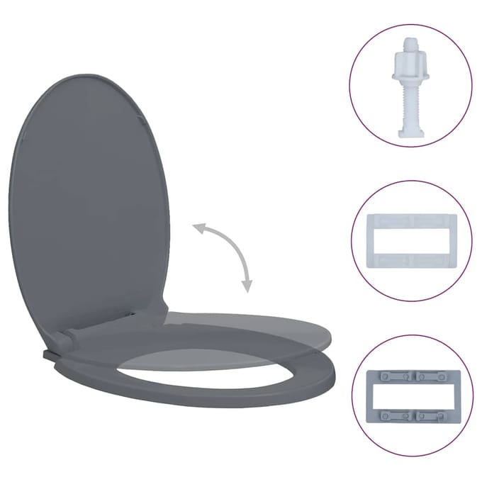 vidaXL - Toiletbril - soft-close - ovaal - grijs