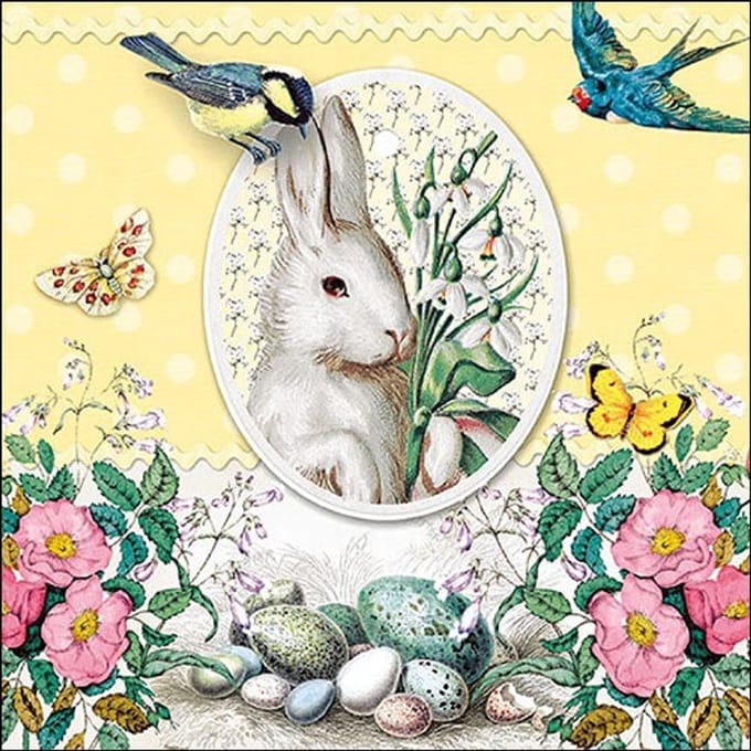 Lunch Servetten White Rabbit Yellow - Ambiente - 33x33 cm