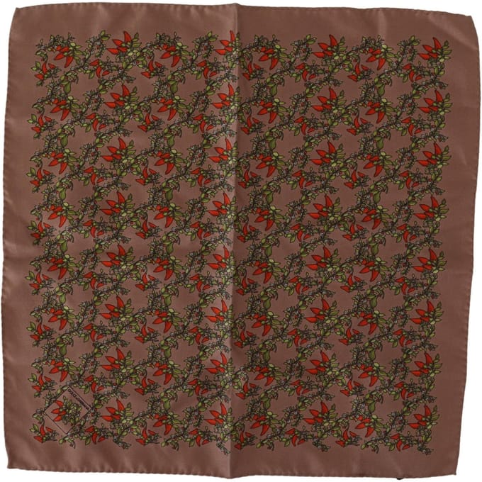 Bruine Wortelen Print Zijden Zakdoek