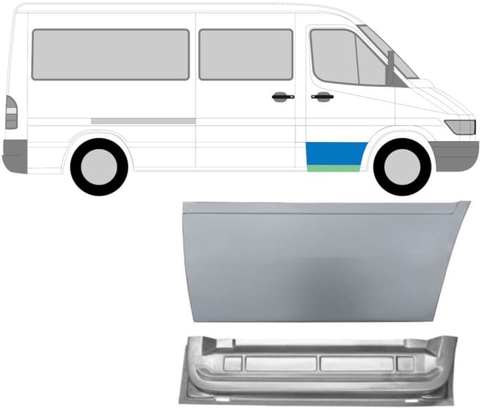 Reparatiepaneel voor deur voor Mercedes Sprinter 1995-2006 / Rechts / Set