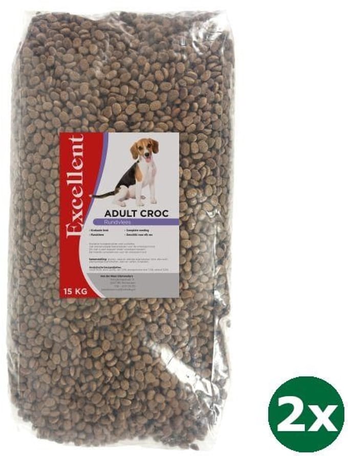 2x15 kg Excellent croc krokante brok hondenvoer