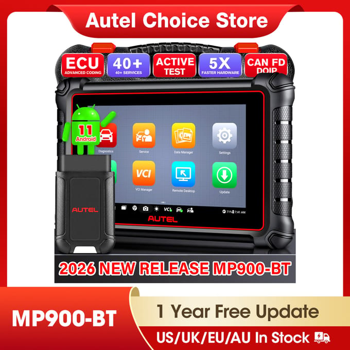 Autel MaxiPRO MP900-BT OBD2-scanner ECU-codering Bidirectionele scantool VIN/Licentiescan 40 + service Opgewaardeerd van MP808BT Pro/MP900
