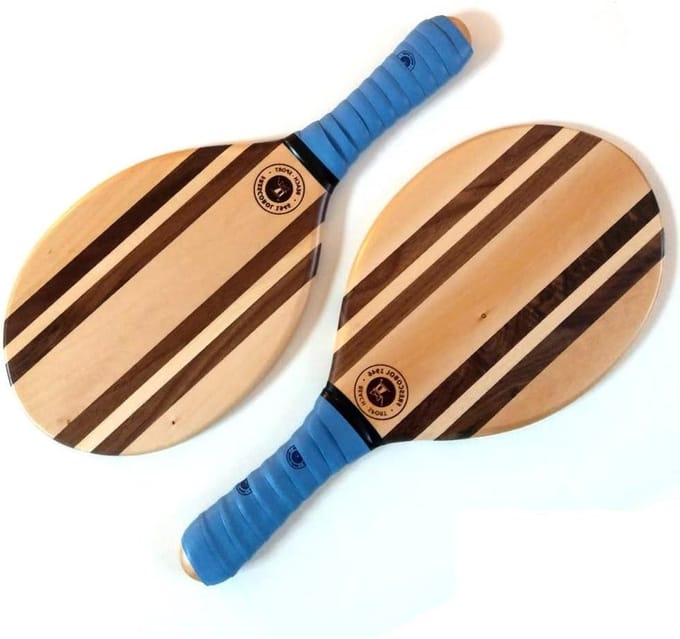 Strandrackets Set - Frescoball Bats - Sportief Spel - Handgemaakt Hout - One Size - Soft Blue