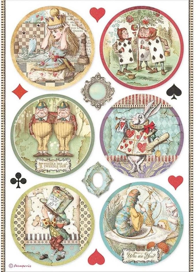 Stamperia - Alice A4 Rice Paper Selection (6 pcs) (DFSA4XAL)