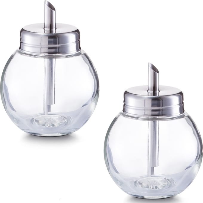 Zeller Suikerstrooier van glas/metaal - 2x - 240 ml - 12 cm - suikerpotje