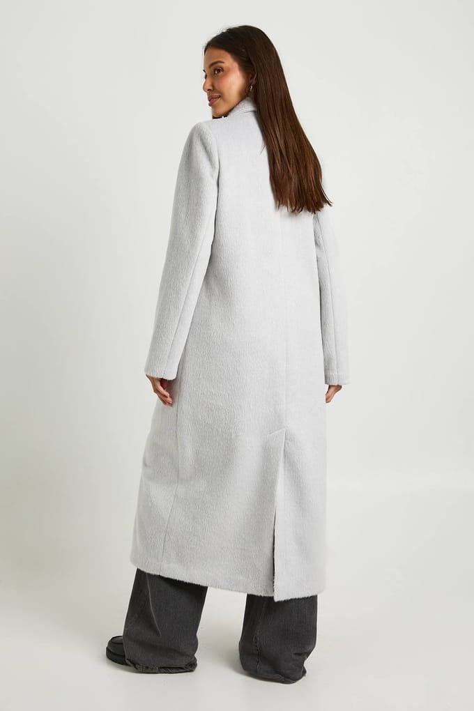 boohoo Dames Textuurmix wollen jas | Light Grey | Maat: 10