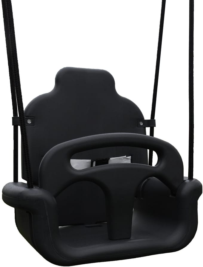 B-Play Babyschommel Groeimodel Antraciet met BR touwen zwart