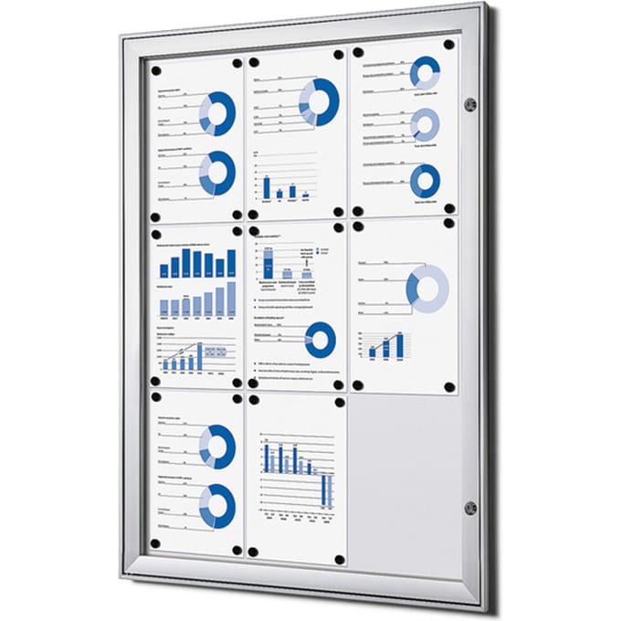 Vergrendelbaar notitiebord indoor zilver 9x a4