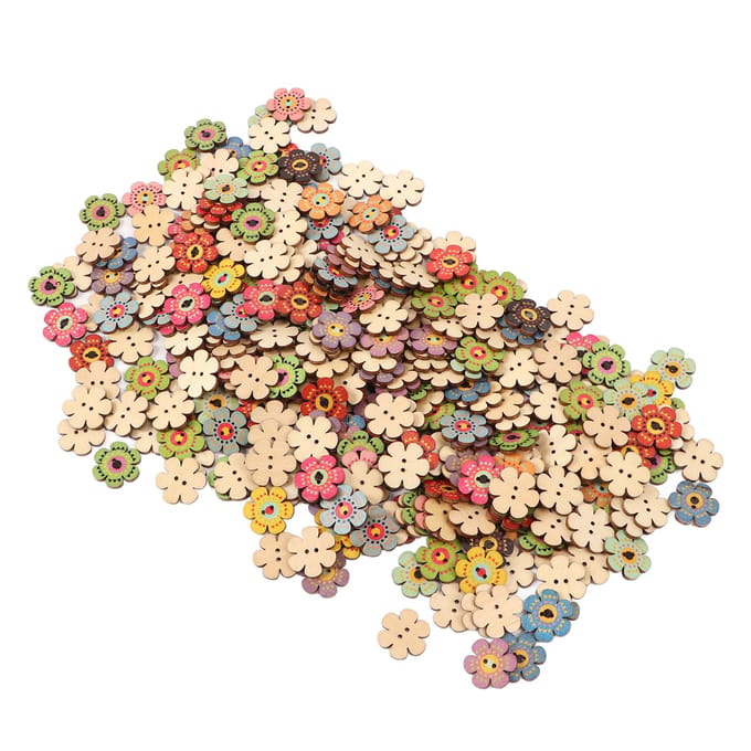 Bloemknoppen Retro Rijke Stijlen Levendige Kleuren Duurzaam Hout Brede Toepassing Knutselknoppen voor 300Pcs(20mm)