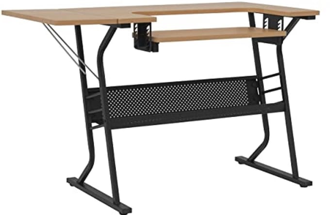 Verstelbare Naaimachinetafel met Uitschuifblad en Opbergplank - Quilttafel/Computerbureau