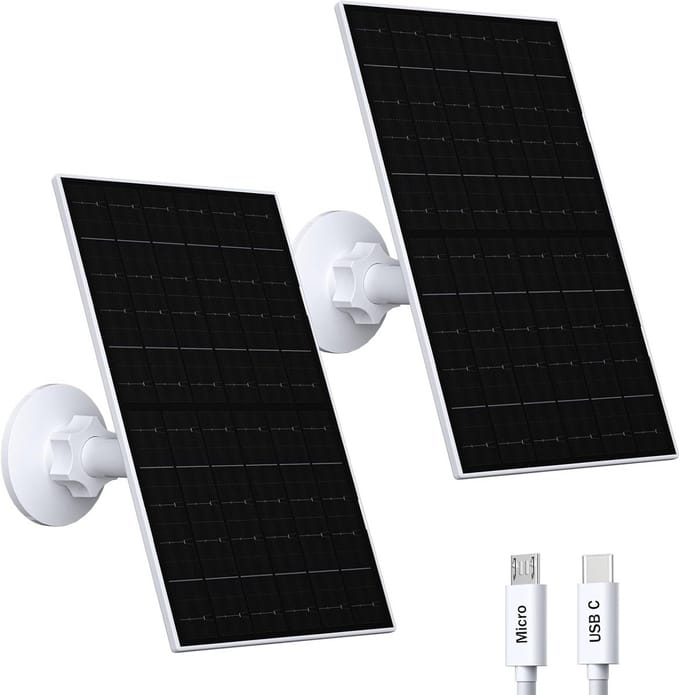 Set van 2 Zonnepanelen 7W voor Buitenbeveiligingscamera's met USB-aansluiting