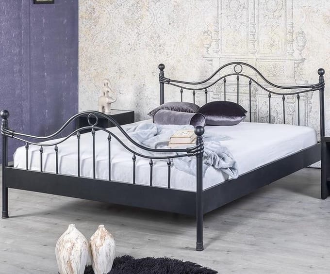 Bed Box Wonen Lorena metalen bed Zwart 160x200cm