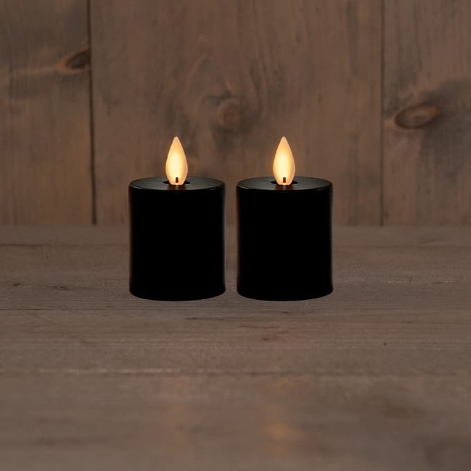 B.O.T. 2Pcs Candle kaarss Black 4,5X8 cm Moving Flame 2X2Aaa Anna's...