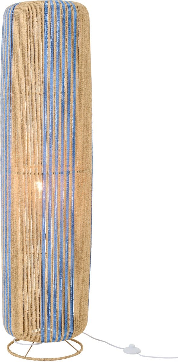 J-Line lamp Touw Cilinder - metaal - blauw/naturel - large