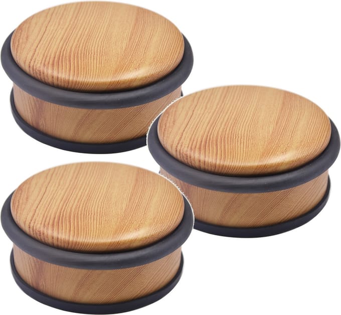 5Five Deurstopper - 3x - rond - houtlook - 10 x 4,5 cm - metaal - deurstop