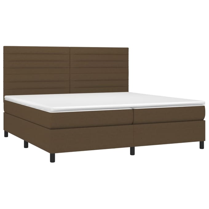 vidaXL - Boxspring - met - matras - en - LED - stof - donkerbruin - 200x200 - cm
