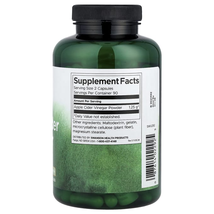 Appelciderazijn, Hoge Sterkte, 625mg, 180 Capsules