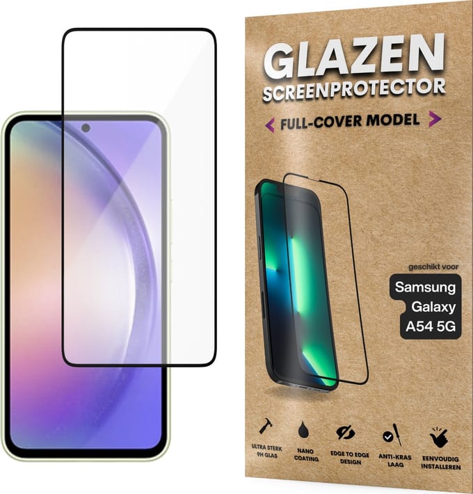 Screenprotector - Geschikt voor Samsung Galaxy A54 5G - Gehard Glas - Full Cover Tempered Glass - Case Friendly