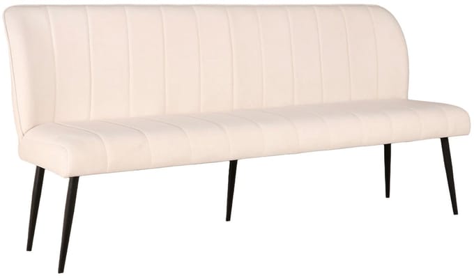 Eetkamerbank 180cm Sally velvet creme 3 zits eetbank