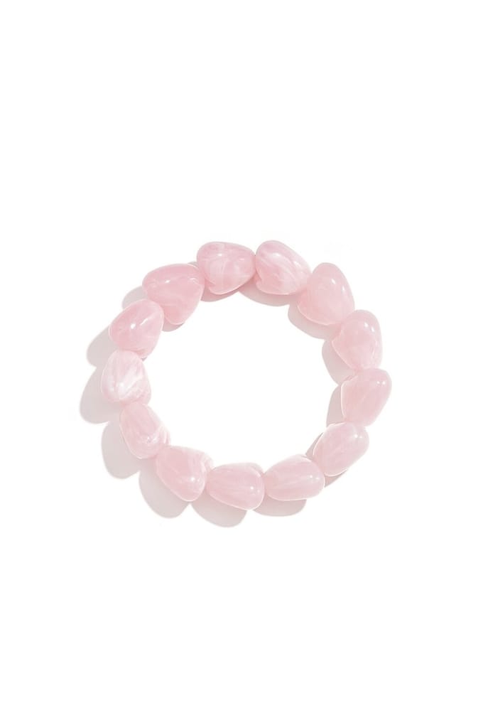 Roze Hartjes Armband Elastisch – Trendy Kralen Armband voor Dames