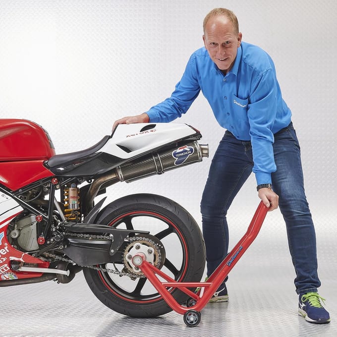 Datona® Extra sterke paddockstand enkelzijdige ophanging - Ducati (21,7 en 25,7 mm) - Rood
