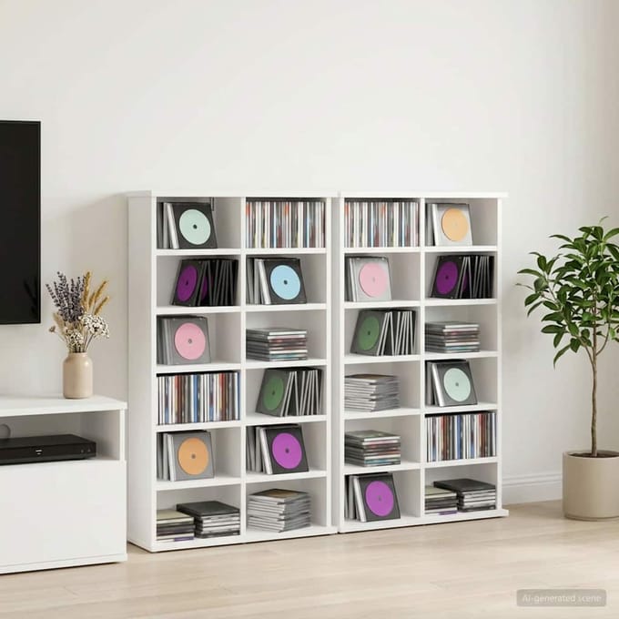 vidaXL - CD - Kast - 2 - st - Wit - 60 - x - 17 - x - 92 - cm - Bewerkt - hout