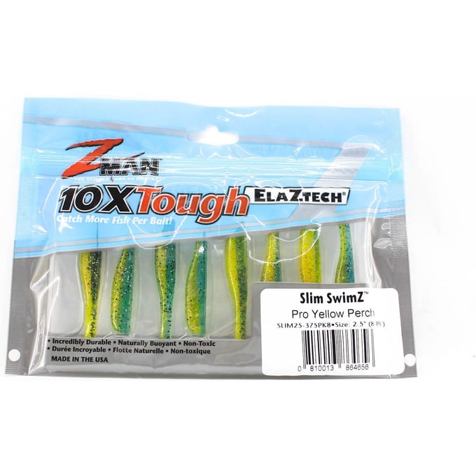 Zman Soft Lure Slim SwimZ 2,5 Inch 8/Pack Pro Geel Baars (4656)