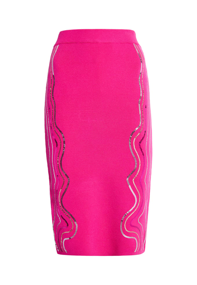 Faina Gebreide midi-rok Dames roze
