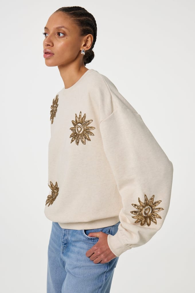 Fabienne Chapot Archie Sweater Oatmeal Melange Maat: L | Sweaters Outlet | Dames | Beige
