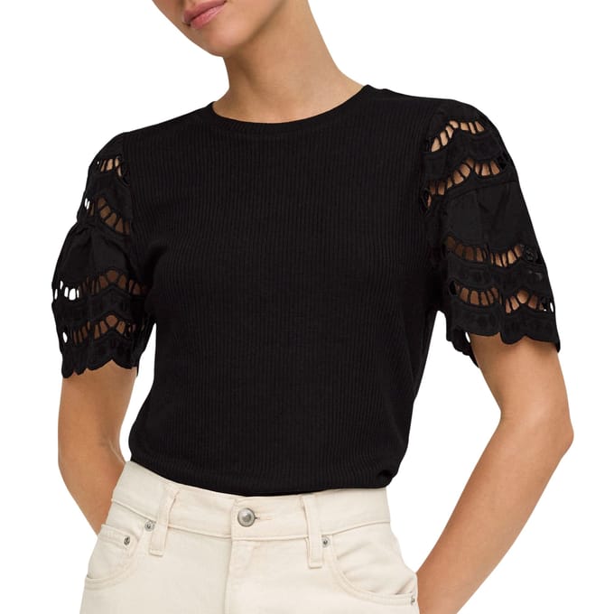 JDY Hilde SS Broderi Anglaise Shirt Dames - Maat S