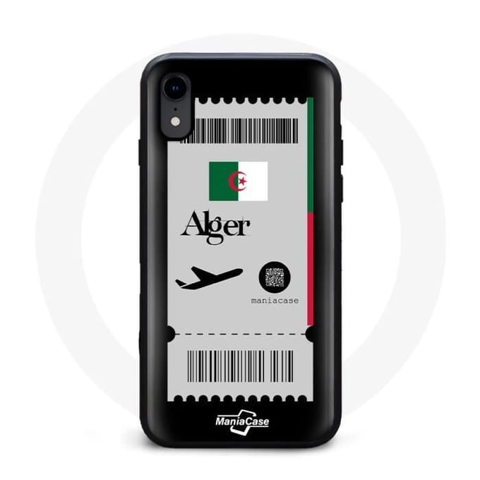 Coque - MANIACASE - iPhone XR - Souple - Noir - Billet d'avion noir