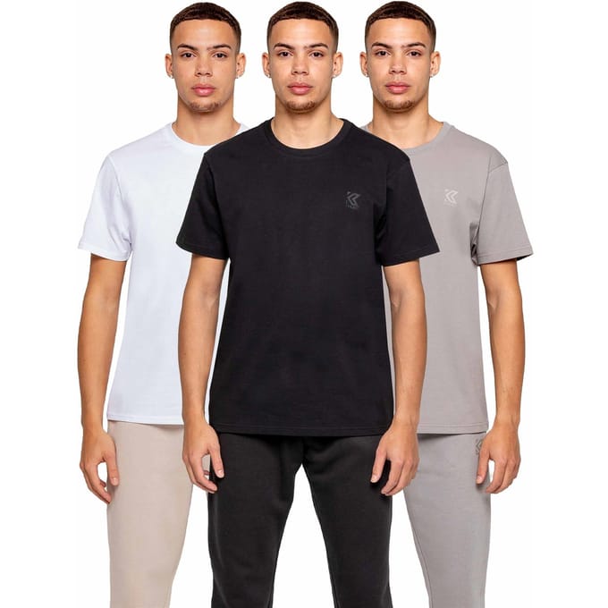 Kruze 3 Pack Heren Crew Neck T-Shirt - Assorti