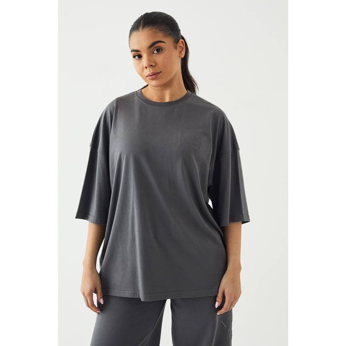 Dames DSGN Studio Sport Training Club Oversized T-Shirt | Charcoal | Maat: Small