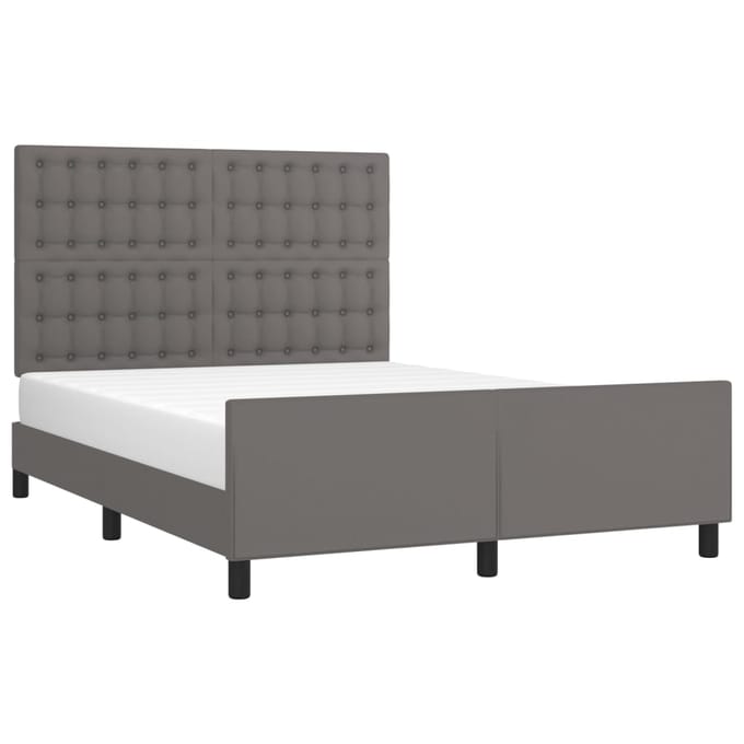 vidaXL - Bedframe - met - hoofdbord - kunstleer - grijs - 140x200 - cm