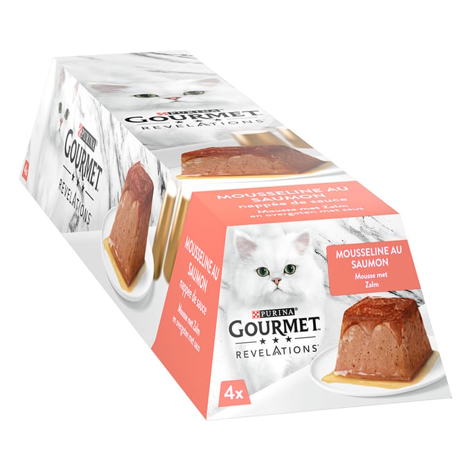 Gourmet Mousse Kattenvoeding - Zalm 4x57gr - Zachte Mousse, Complete Natvoeding