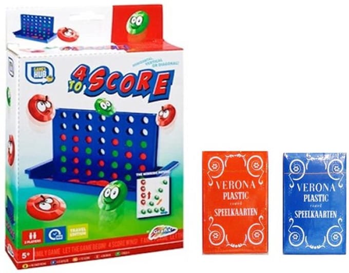 Vakantie reis spel 4 op 1 rij en 2 pakken speelkaarten