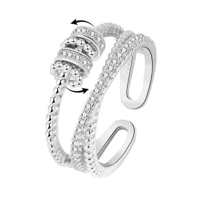 Aan Mijn Dochter Vingerring Angstring voor Vrouwen Draaibare Ring met Kralen Verstelbare Open Ring white
