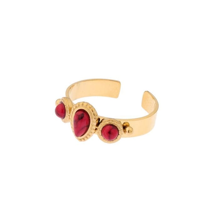 Biba Ring Drie Half Edelstenen meedere kleuren (ONE SIZE)