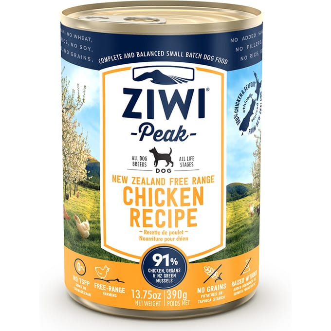 6x390g Ziwi Peak met Kip Hondenvoer nat