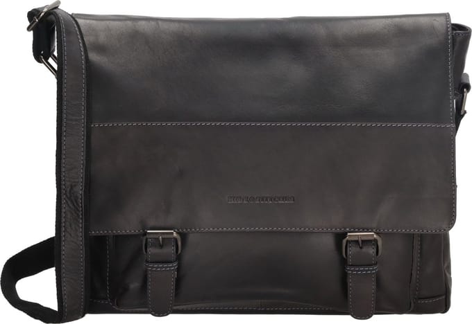 Hide & Stitches Japura Schoudertas - 100% Leer - Zwart