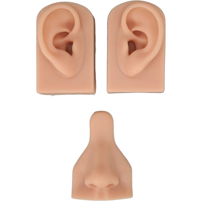 Siliconen piercing oefenmodel Simulatie Zacht flexibel neusorenmodel voor weergaveonderwijs beige