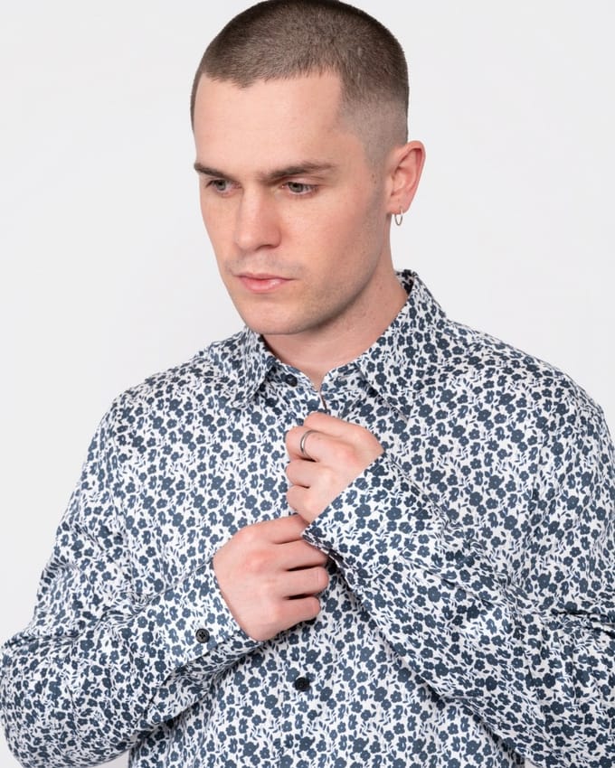 Ted Baker Capua Heren Lange Mouw Klein Gebloemd Overhemd